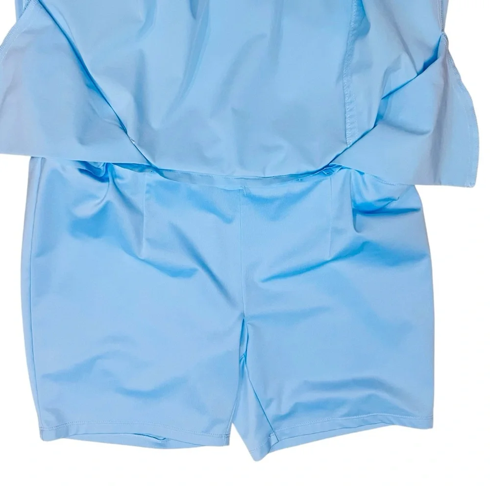 Chicos Zenergy Skirt Skort Sz 0 (4/6 S) Activewear Pull On Blue Sky Zip/Pockets